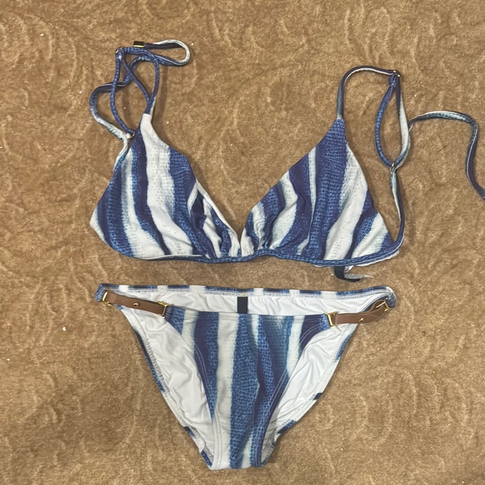 Vix Blue and White Striped Bikini Set